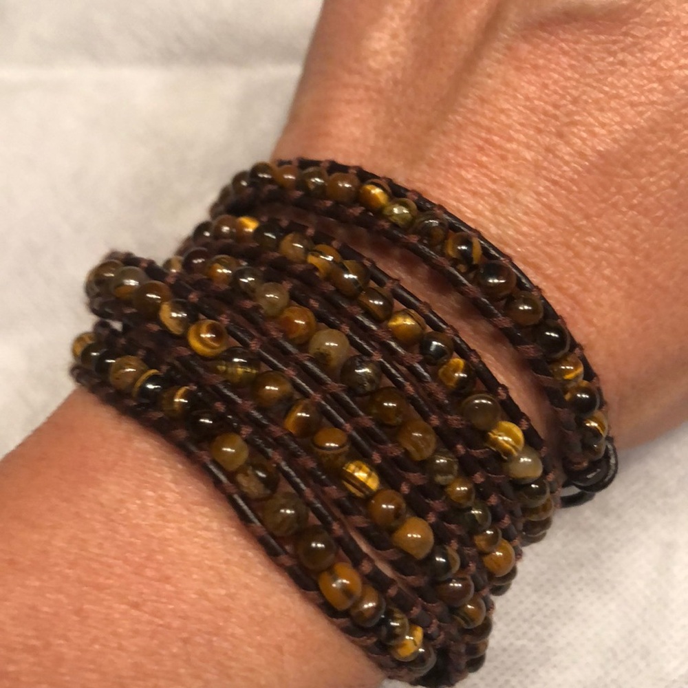 New 32” Agate leather  Wrap Bracelet